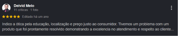 Avaliação de cliente da Zyon no Google — 5